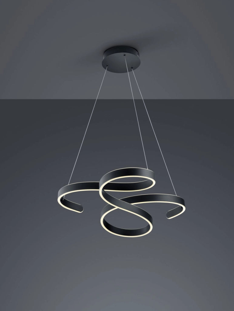 FRANCIS SOSPENSIONE LED 48W 5600lm, 3000K VORTICI ANTRACITE CON REGOLAZIONE INTENSITA' CON INTERRUTTORE D.72CM