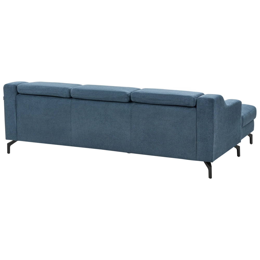 Divano Angolare In Tessuto versione sinistra Rivestimento In Poliestere Blu Con Poggiatesta Regolabile Chaise longue Design Moderno