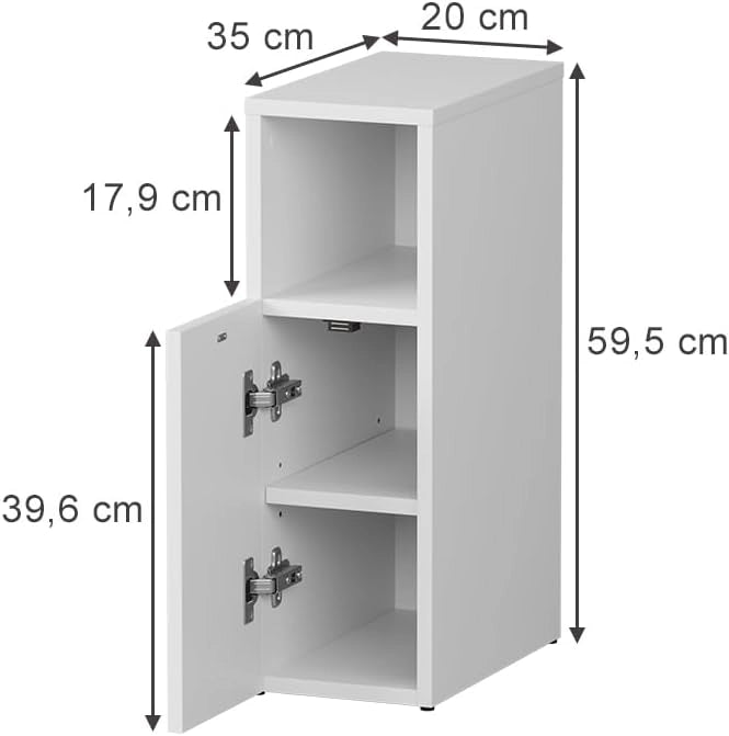 Comodino Enton, Bianco, Set di 2, adatto come superficie d'appoggio accanto al letto