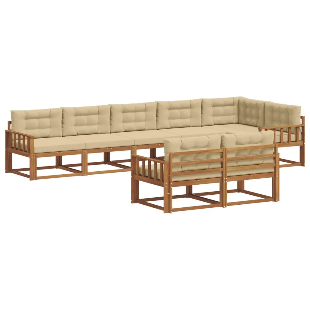 Set di divani da esterno con cuscino 8 pcs Naturale e Beige 3367751