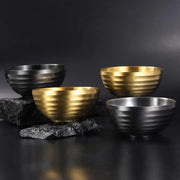 Set di contenitori in acciaio inossidabile a doppia parete per noedelsoep, riso, muesli, frutta e cereali snack - resistente al lavastoviglie - 14 cm - oro e nero