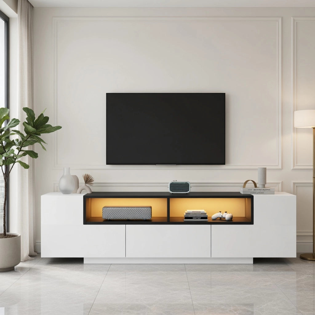 Cassettiera per TV bianca in truciolato lunghezza 180 cm