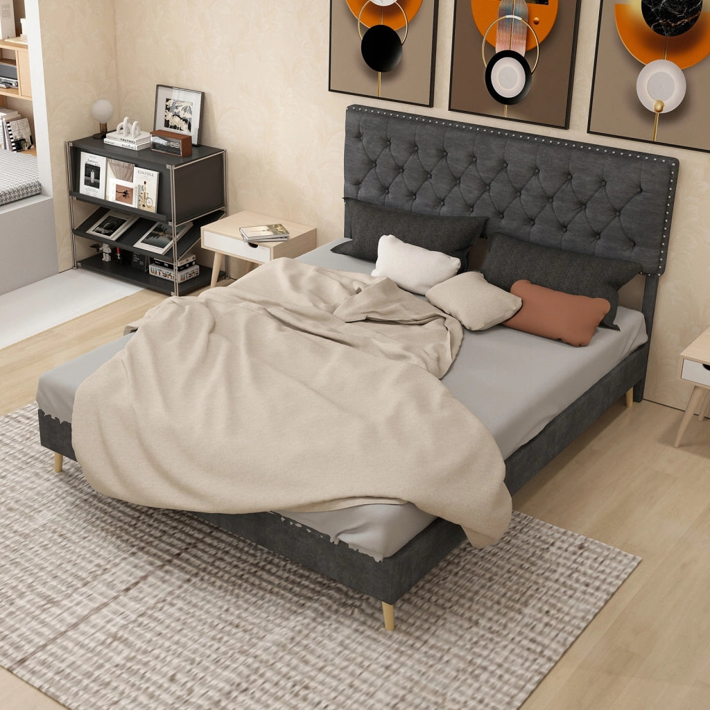 Letto matrimoniale minimalista - Xylo - 160x200 - Grigio
