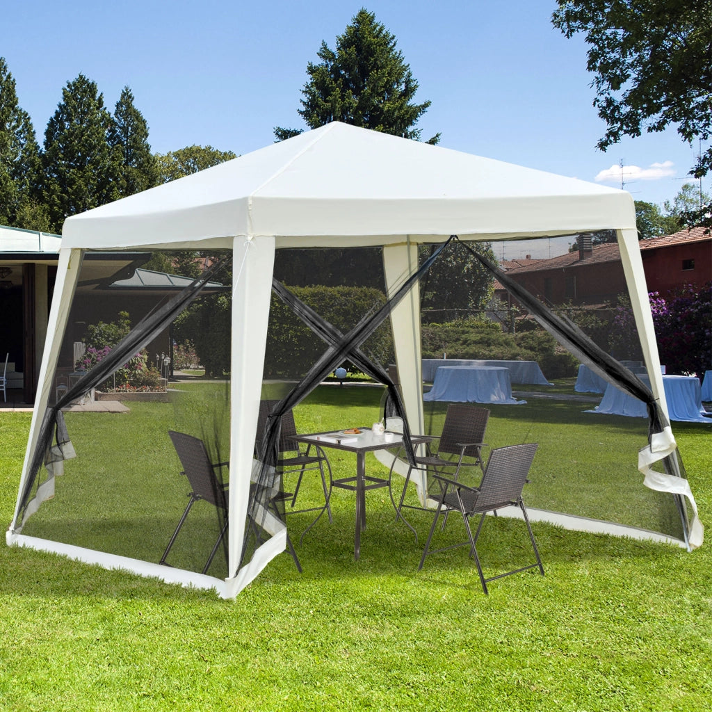 Gazebo da Giardino Esterno con Zanzariere ¨C Zephmum ¨C 3x3x2.45m Beige Polyestere