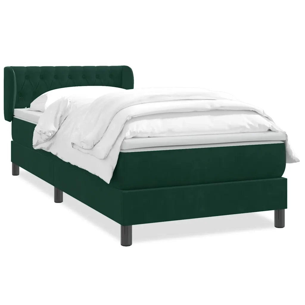 vidaXL Giroletto a Molle con Materasso Verde Scuro 80x220 cm Velluto