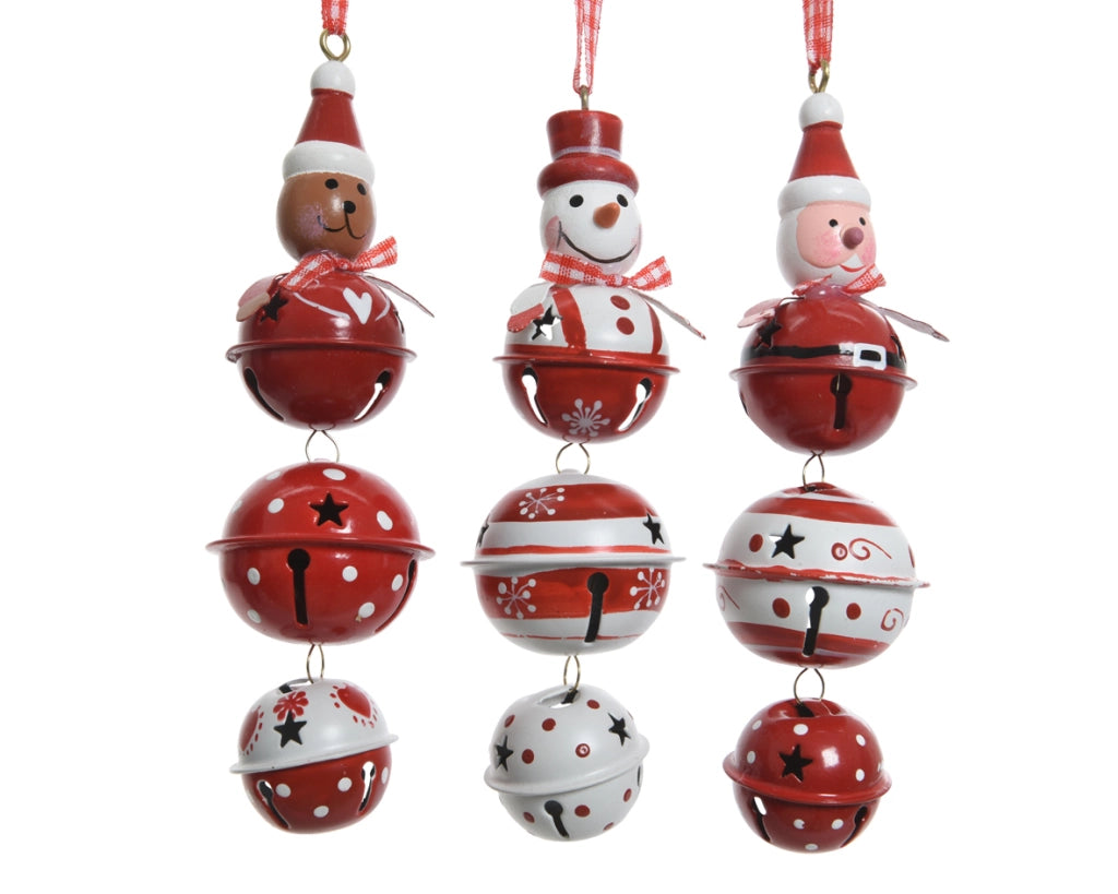 Campana Ferro Orso Pupazzo di Neve Babbo Natale 3ass H 15 4.5 cm