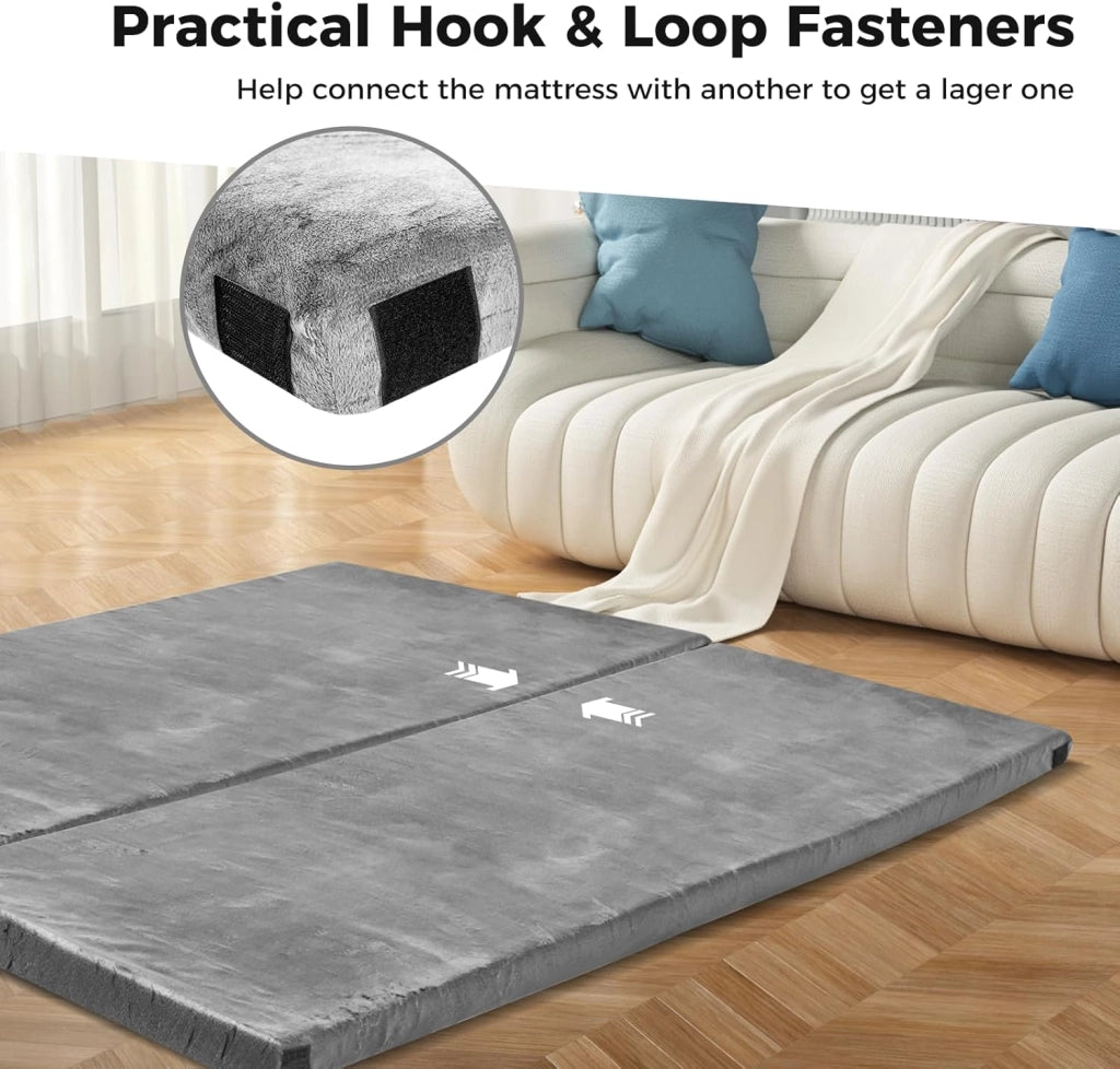 Materasso da campeggio portatile 183 x 62,5 x 6,5 cm, materasso pieghevole in memory foam con borsa per il trasporto, fodera rimovibile in flanella, per viaggi, campeggio, casa