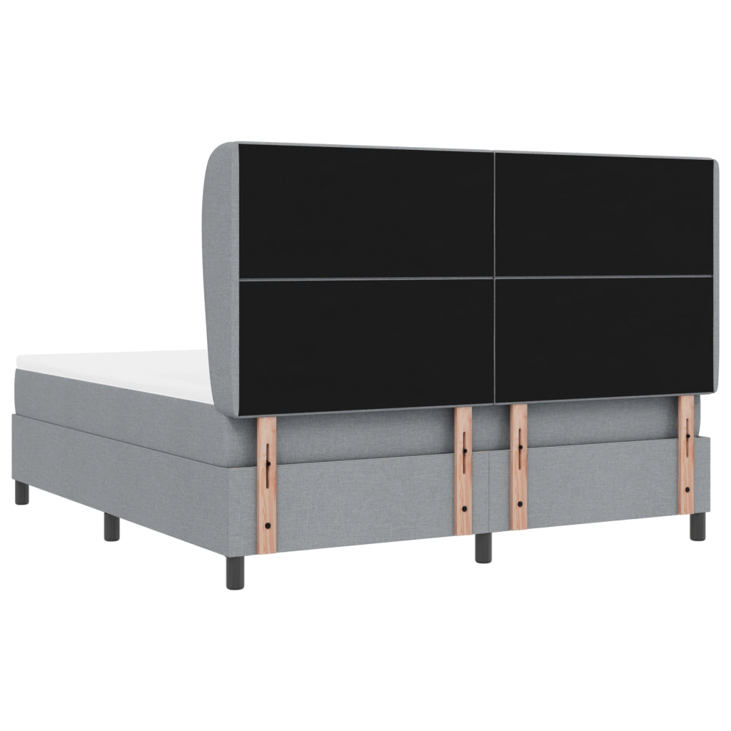 Letto Box Spring con Materasso in Grigio Chiaro, 180x200 cm, Tessuto