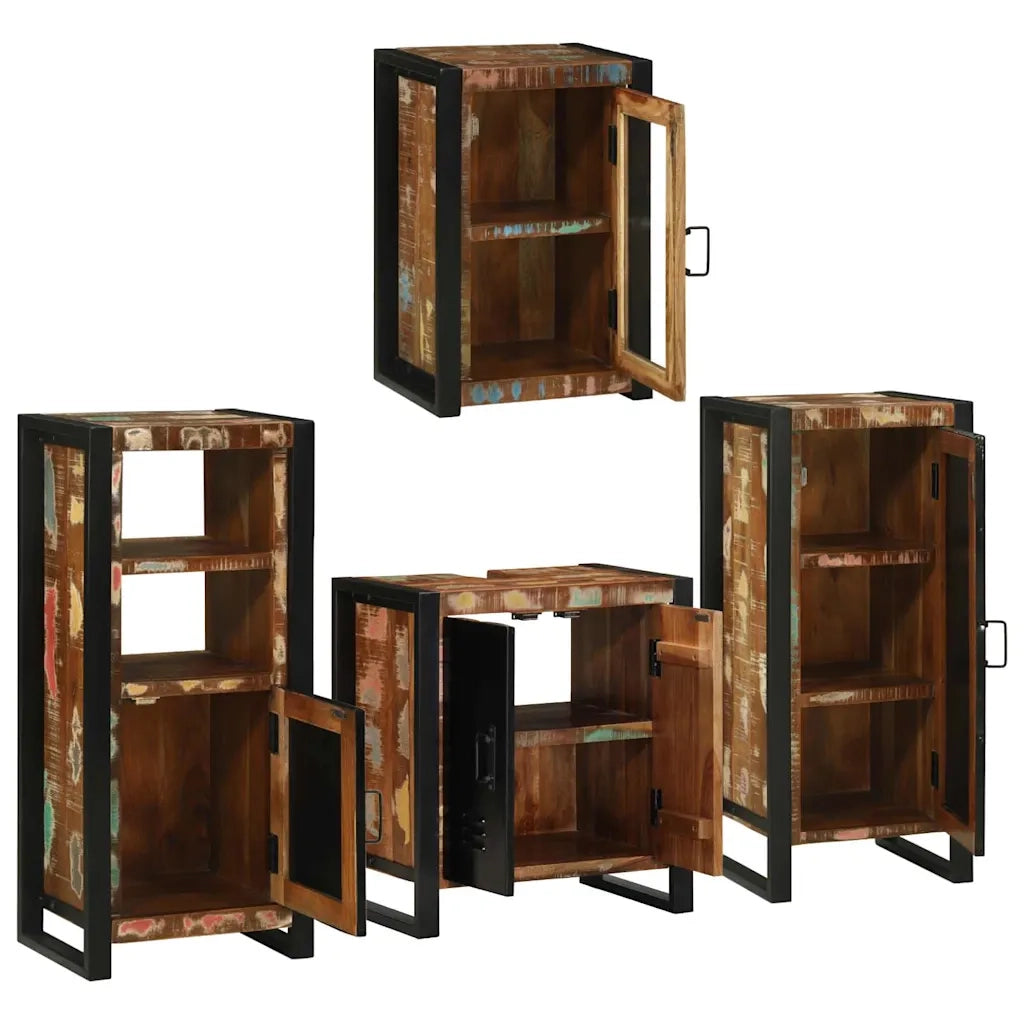 Set di mobili per il bagno 4 pcs Legno massello riciclato
