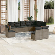 Set Divano da Giardino 10 pz con Cuscini Grigio in Polyrattan 3258476
