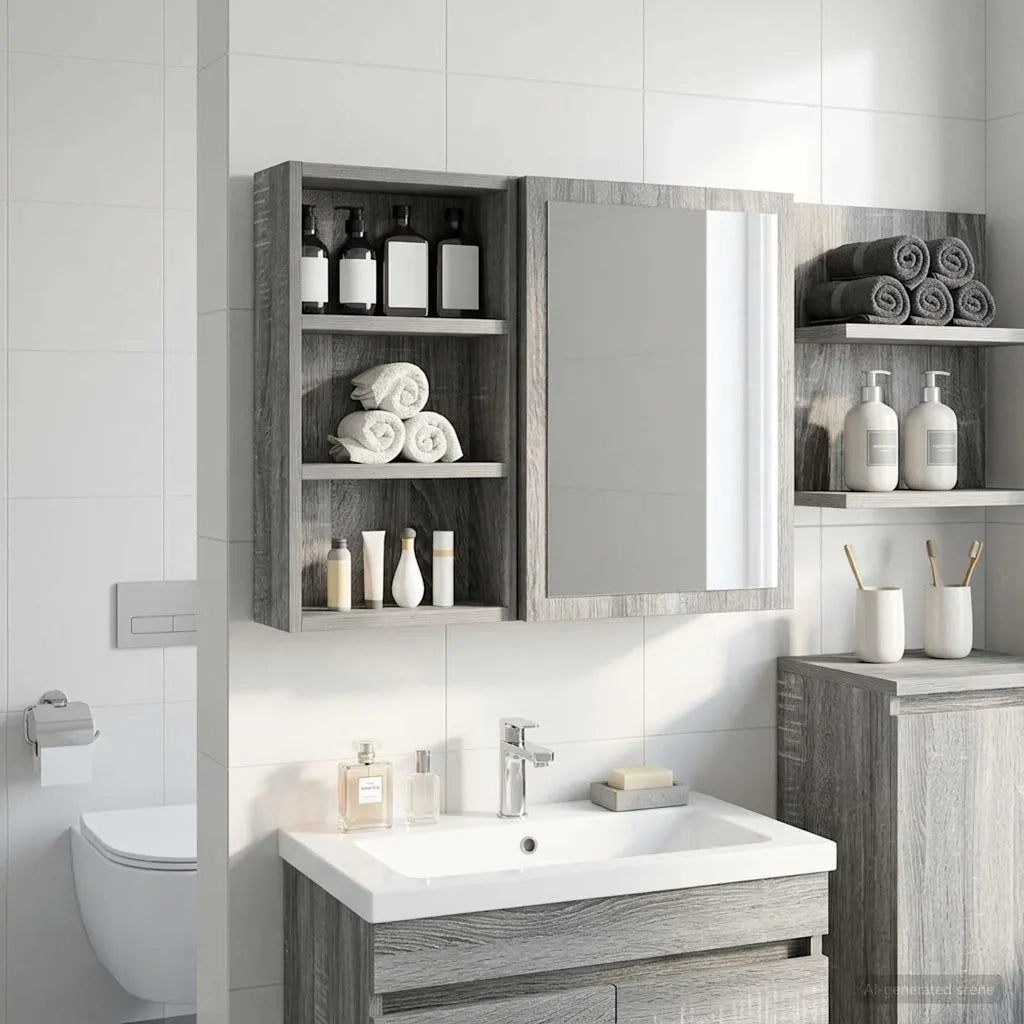 Armadio da bagno a muro Sonoma grigia 30 x 10 x 50 cm 889316