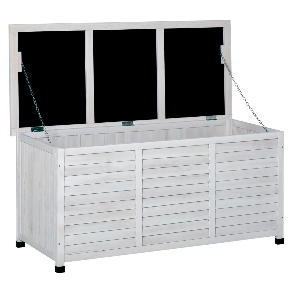 Panca Contenitore da Giardino 127x56x60 cm in Legno di Abete Bianca