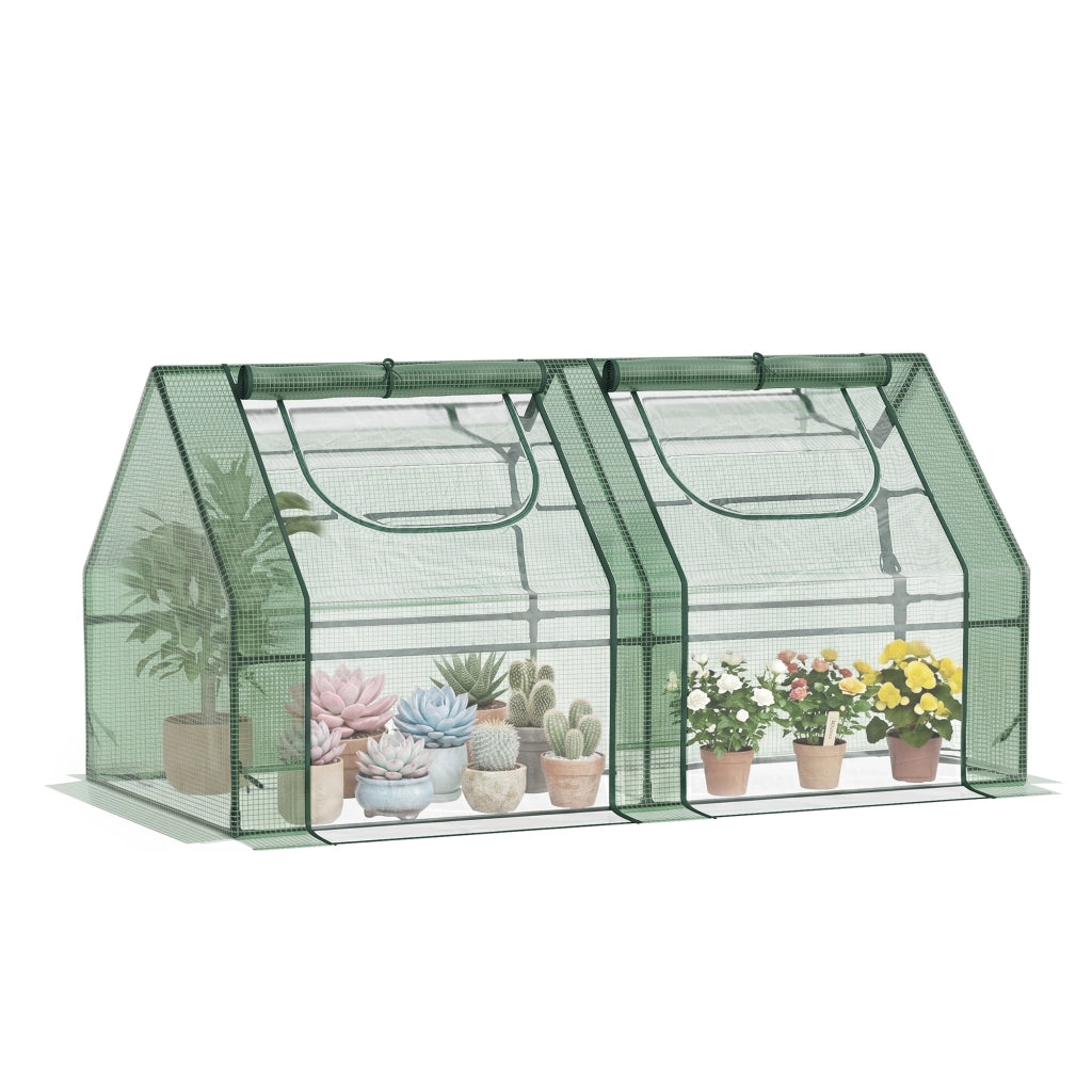 Serra per Piante Orto con 2 Coperture in PE e PVC, Struttura in Acciaio - Verde 180x90x90cm