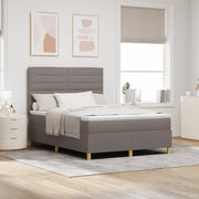 Letto con Box Spring e Materasso & LED Tortora 140x190 cm Tessuto