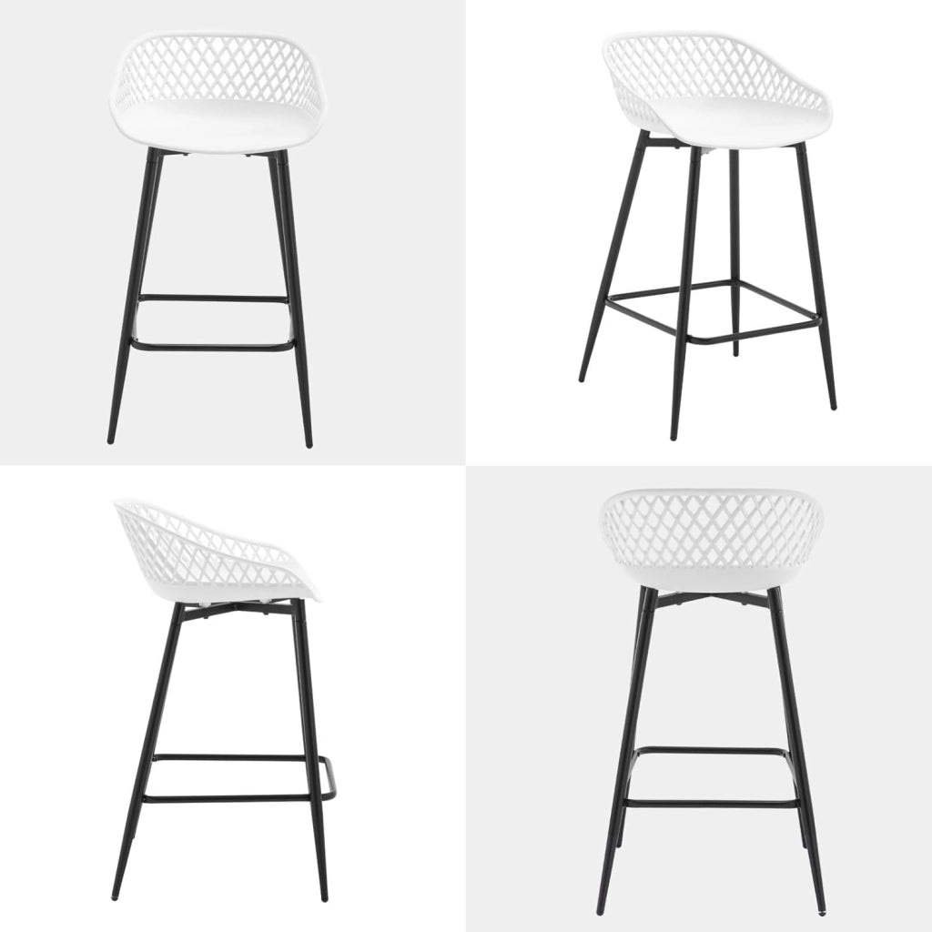 Sgabelli da Bar Set di 6, Sgabelli da Bar per Colazione, Sgabelli da Cucina con Poggiapiedi e Schienale, Sgabelli Alto con Seduta in Plastica, Bianco, BH417ws-6