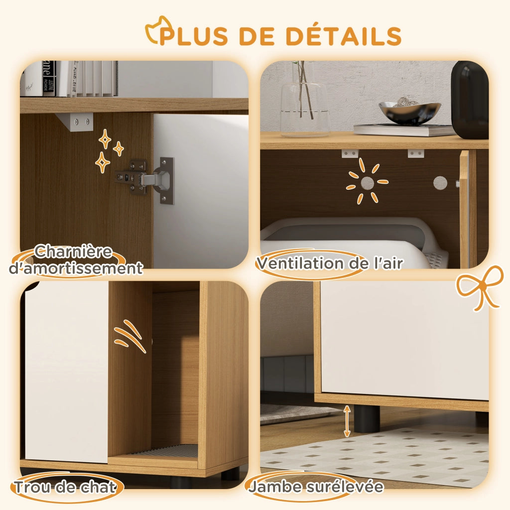Cassettiera per bagno con ante ¨C zephmum ¨C bianco e naturale 80x48x48 cm
