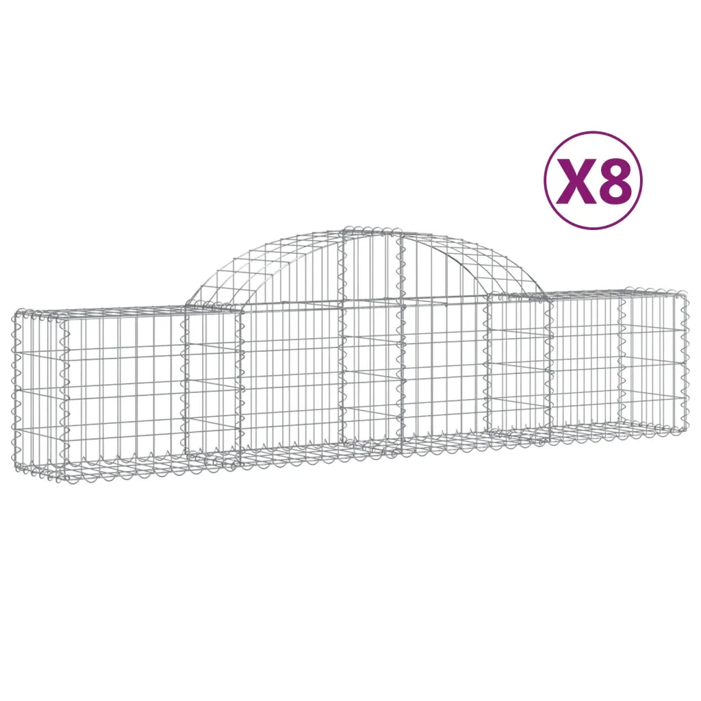 Cesti Gabbioni ad Arco 8 pz 200x30x40/60 cm Ferro Zincato 3146053