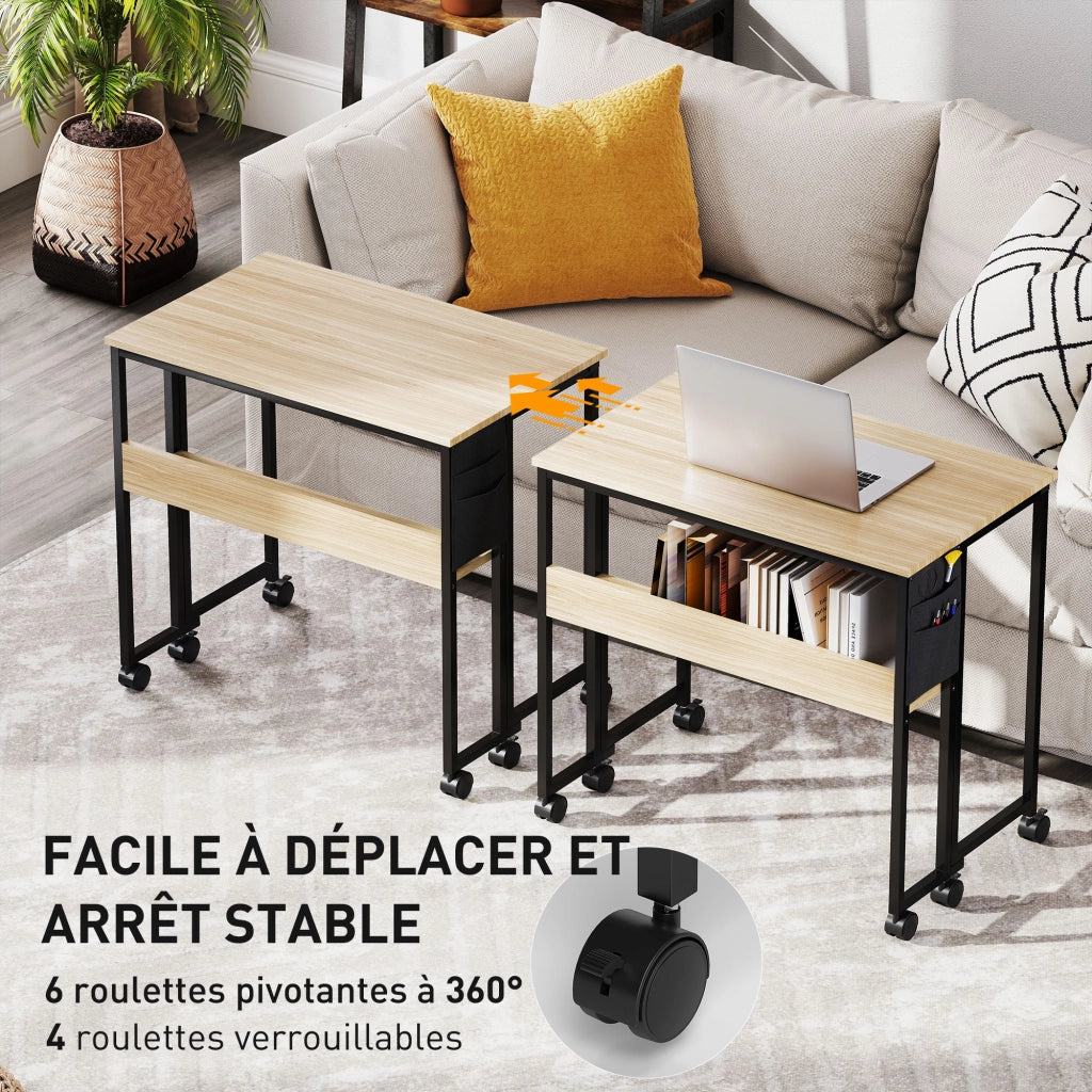Scrivania pieghevole con ruote e ripiano ¨C zephmum ¨C quercia 80x50 cm
