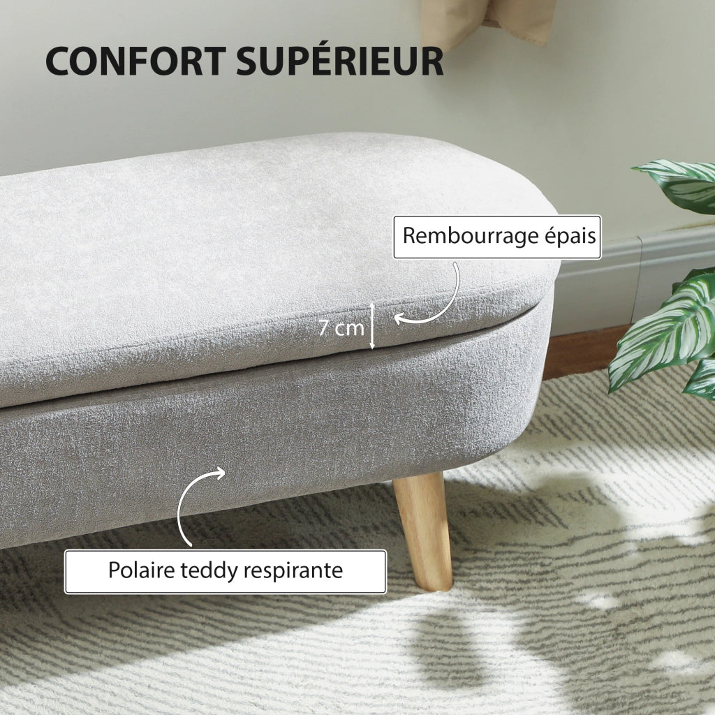 Pouf con contenitore ¨C zephmum ¨C grigio chiaro 110x40x43 cm