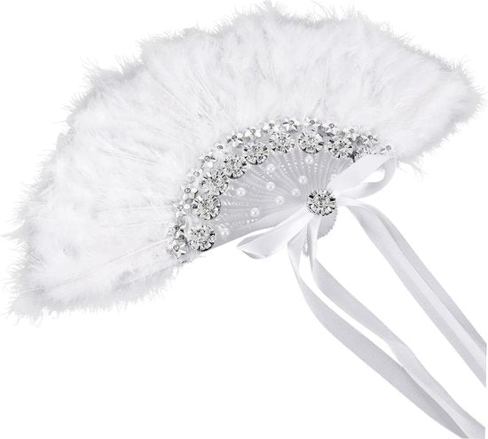 Ventilatore Portatile a Pieghevoli con Decorazione a Foggia di Fiore - Fendaluce Argento - Plastica