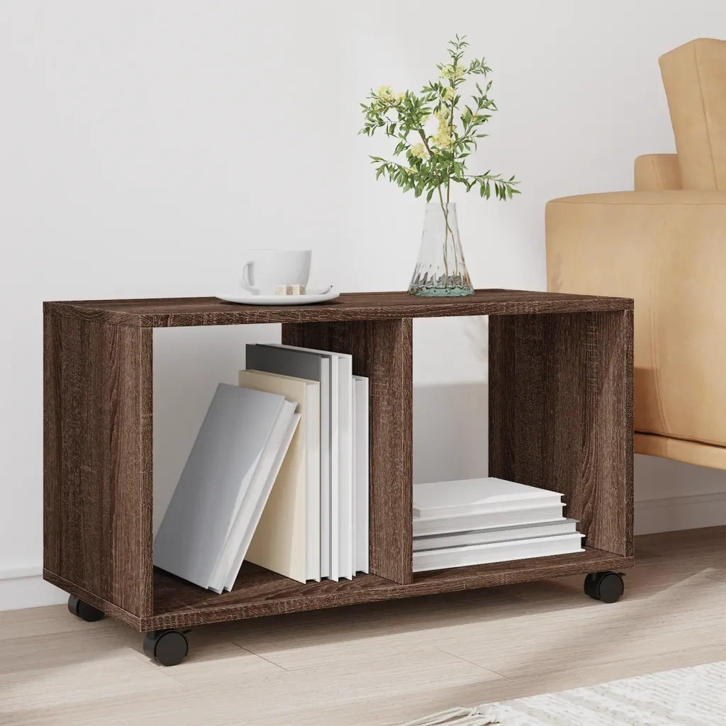 Mobiletto con Ruote Rovere Marrone 72x33x42,5 cm in Truciolato