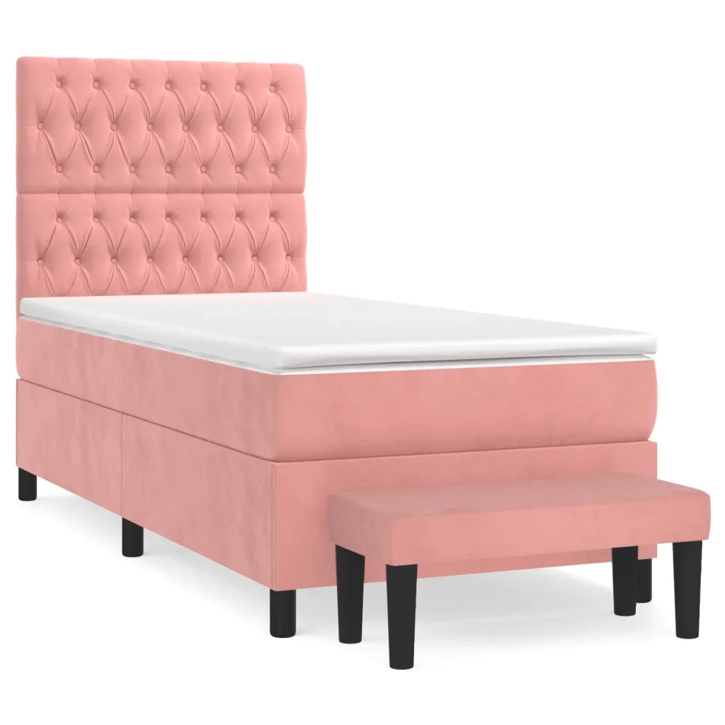 Giroletto a Molle con Materasso Rosa 90x200 cm in Velluto 3138006