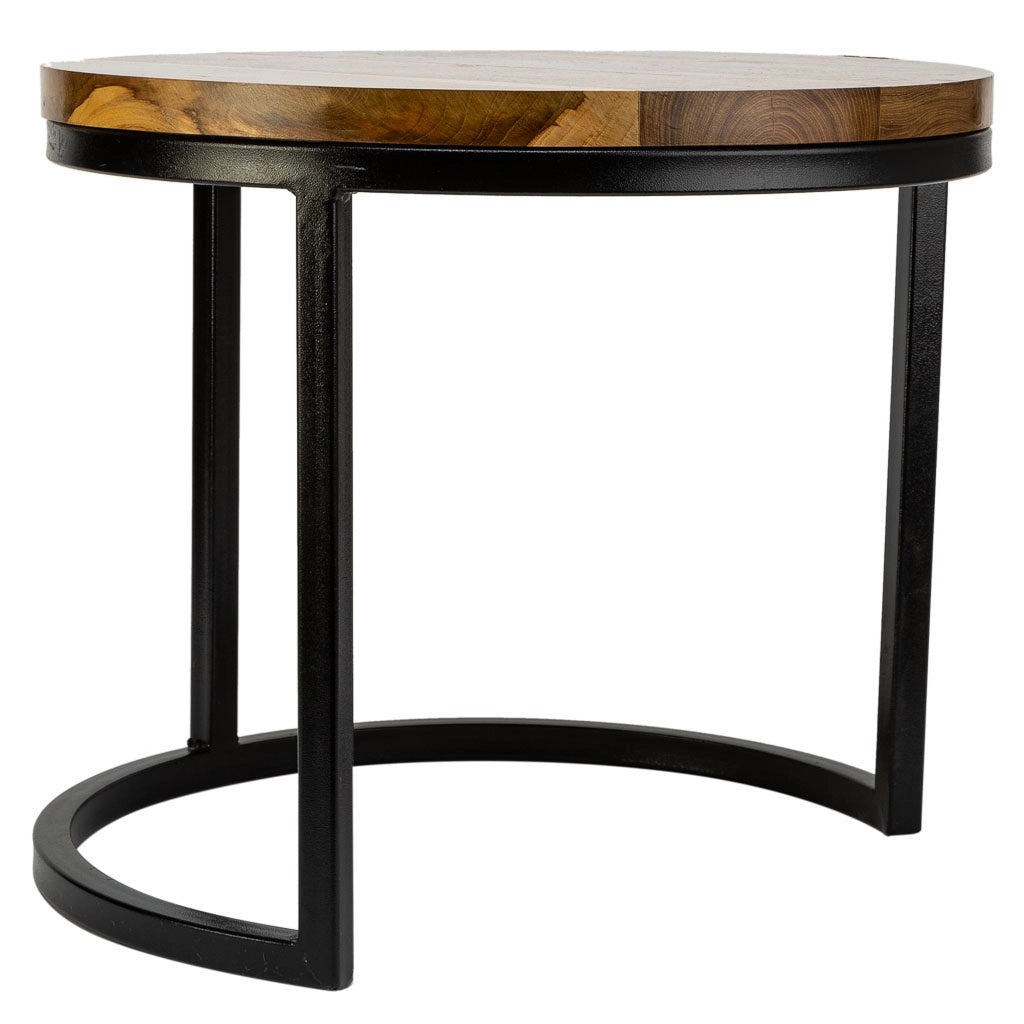 Tavolino in legno e metallo marrone 38x38x65h