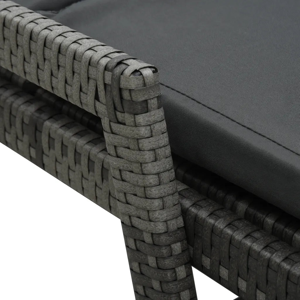 Lettino Prendisole con Cuscino in Polyrattan Grigio cod mxl 26376