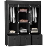 Armadio in tessuto con cassetti ¨C Zephmum ¨C Nero 125x43x162.5 cm