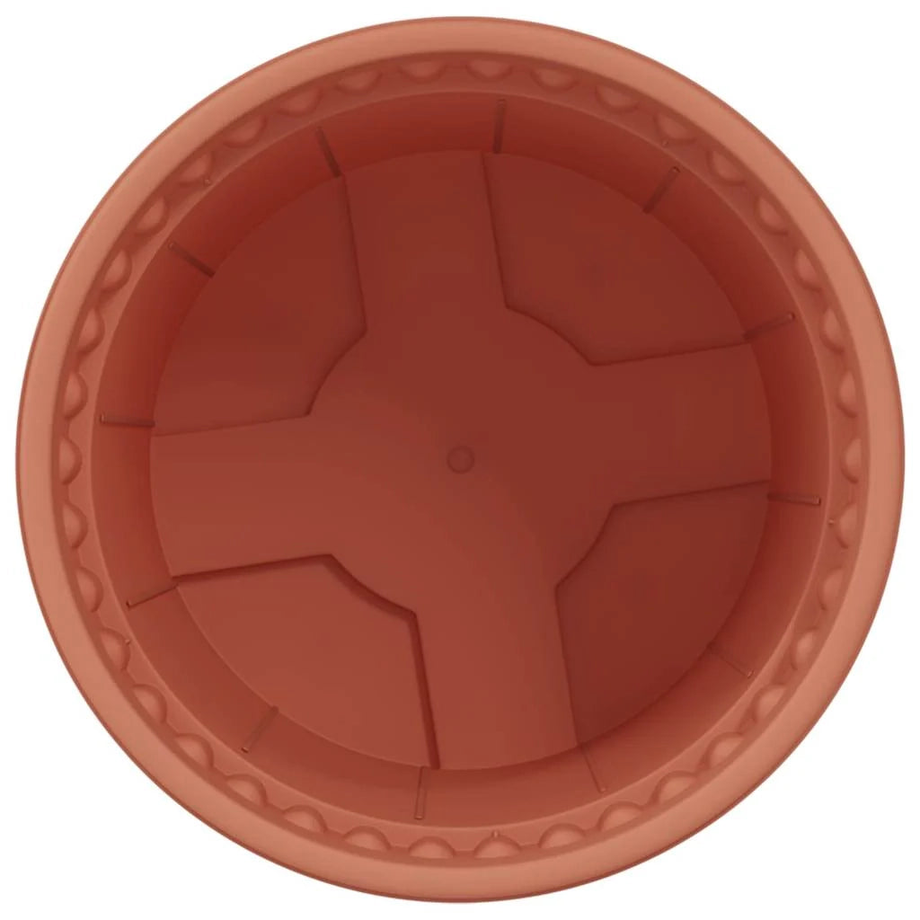 Set di 24 vasi da fiori rotondi moderni per balcone o giardino 12,5 x 10 cm in plastica rosso mattone 02_0059315