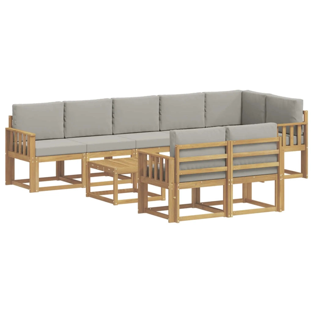 Set di divani da esterno 9 pcs Bianco e Grigio Chiaro 3387835