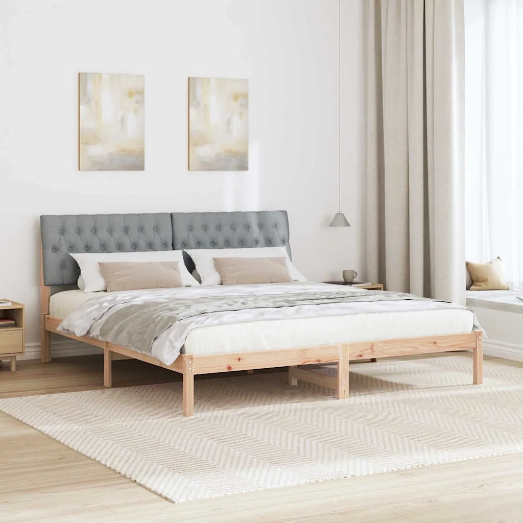 Letto con Testiera Rivestita con testiera Marrone 180 x 200 cm 3394383