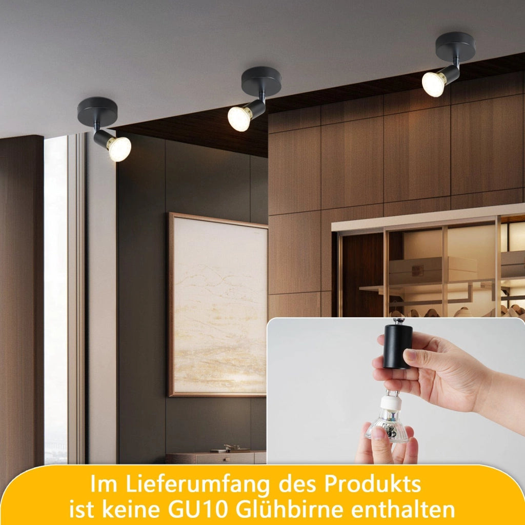 ZMH Faretto da soffitto neri GU10 rotanti 350° paralume metallo tessuto max 40W per interni