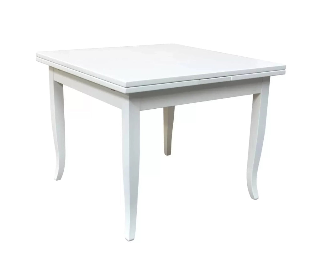 Tavolo classico in legno libro shabby bianco 80x80x80 (746) - Mobili 2G