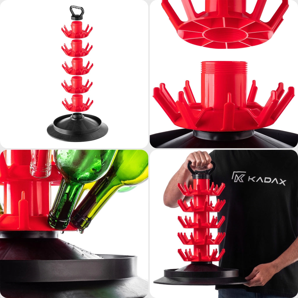 KADAX Portabottiglie modulare con scolapiatti per 50 bottiglie, grande, rosso