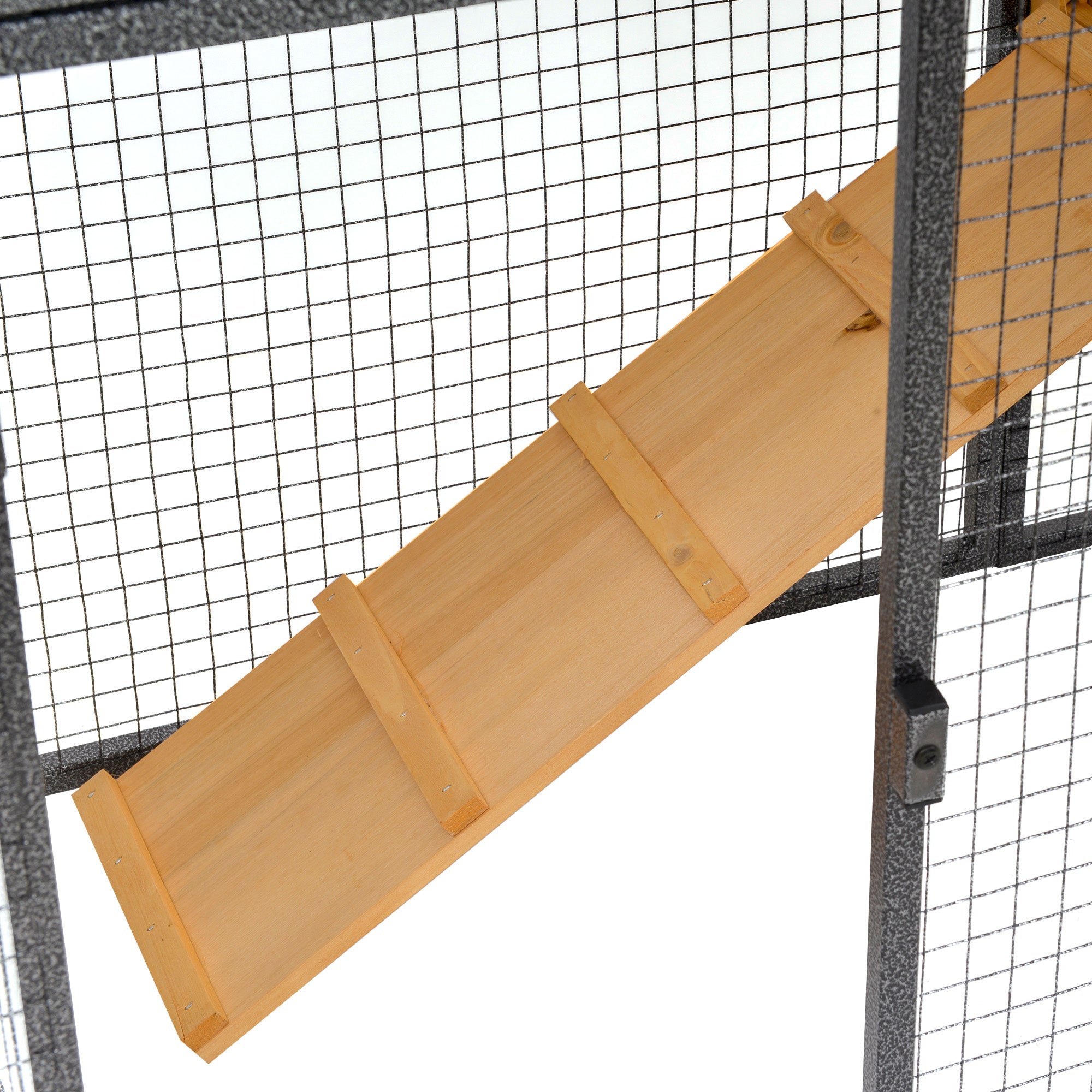 Conigliera da Giardino 122x63x92 cm con Rampa in Legno e Metallo