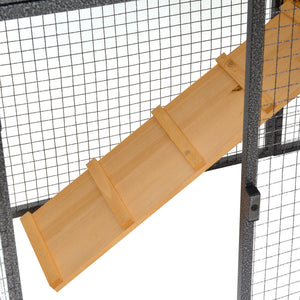 Conigliera da Giardino 122x63x92 cm con Rampa in Legno e Metallo