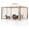 Gazebo da Giardino 360 x 300 cm, Gazebo da Esterno con Zanzariera, Doppio Tetto Ventilato, per Feste, Barbecue, Giardino e Cortile