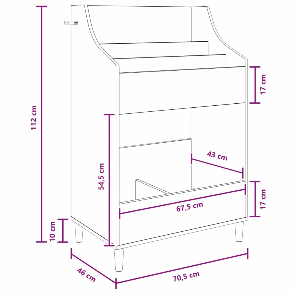 Scaffali per Media Grigio Cemento 70,5 x 46 x 112 cm 8012901