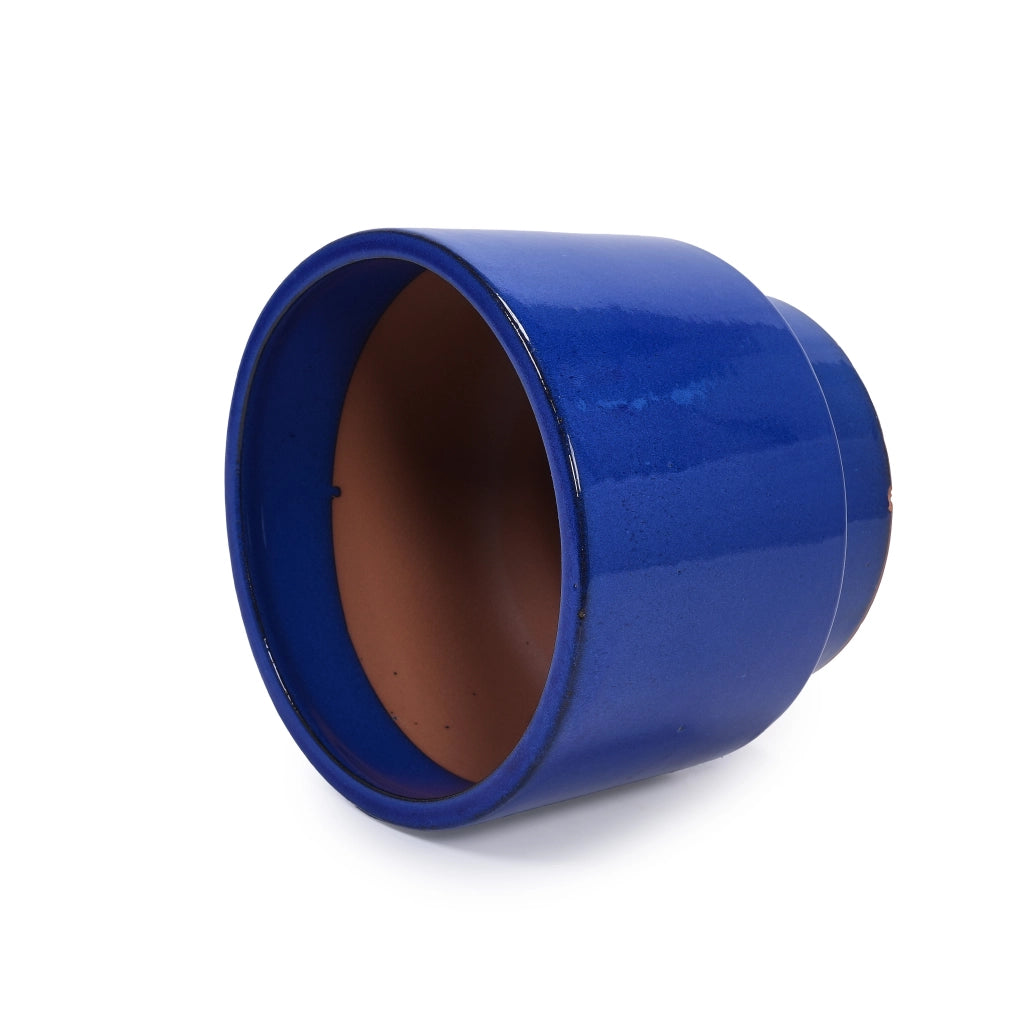 Fioriera in ceramica con foro di drenaggio finitura lucida blu verde anticato per interno ed esterno 49 × 49 × 45,5 cm