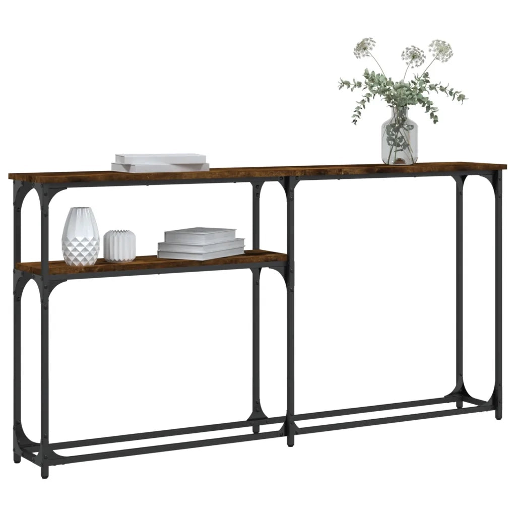 Tavolino Consolle-Tavolino da soggiorno-Tavolo Rovere Fumo 145x22,5x75 cm Legno Multistrato