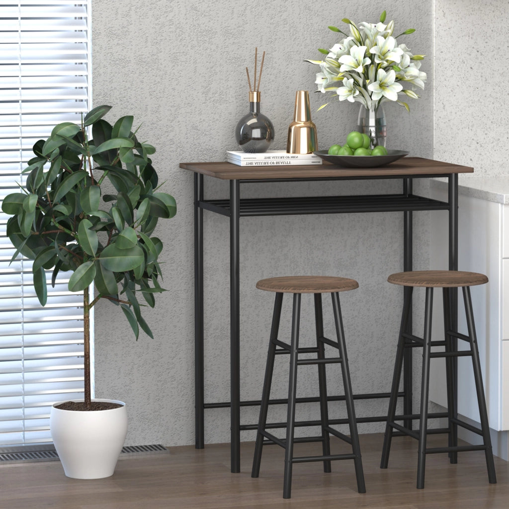 Tavolo da bar con 2 sgabelli ¨C Zephmum ¨C Acciaio, 75x75x110 cm