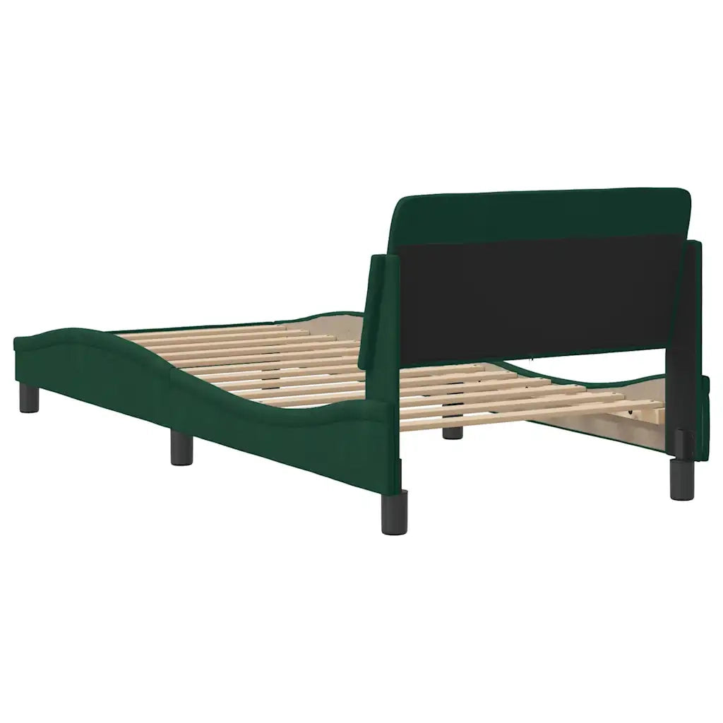Giroletto-Struttura Letto Dover Verde Scuro 90x200 cm in Velluto