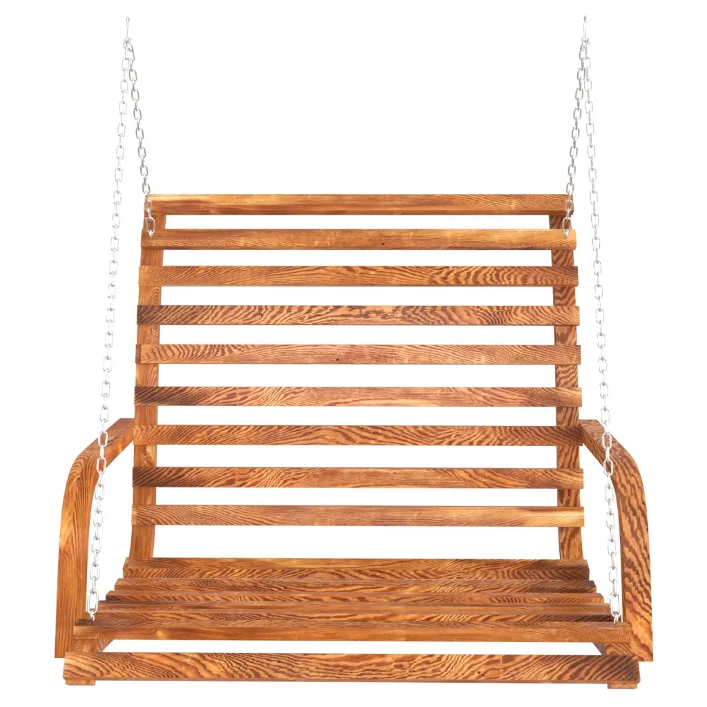 Panca a Dondolo-Sgabello-Panca da esterno in Legno Ricurvo Finitura Teak 126x63x92 cm