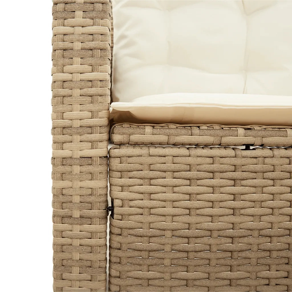 Divano da Giardino con Tavolo e Cuscini a L Beige in Polyrattan 369043