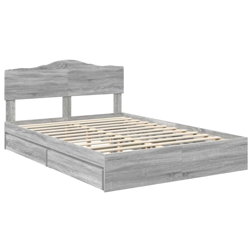 Letto con Contenitore con testiera Grigio Sonoma 160 x 200 cm