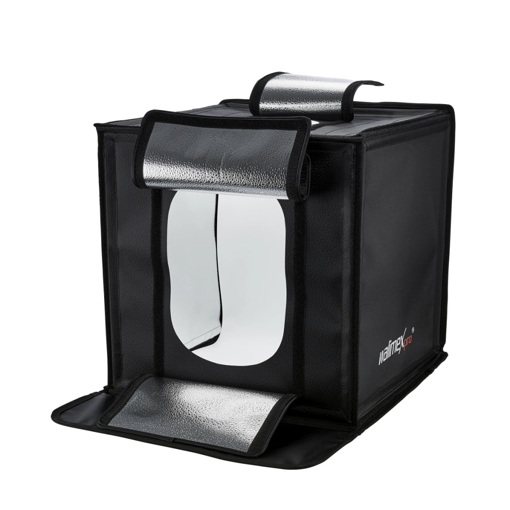 Walimex Pro Cubo di ripresa pronto all'uso (43 x 43 x 43 cm con illuminazione a LED, inclusi inserti per scanalature e diffusore) nero