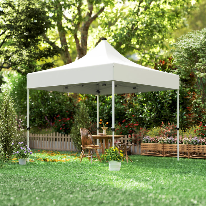 Gazebo da Giardino Pop Up 300x300x340 cm con Luci LED Solari e Altezza Regolabile Bianco