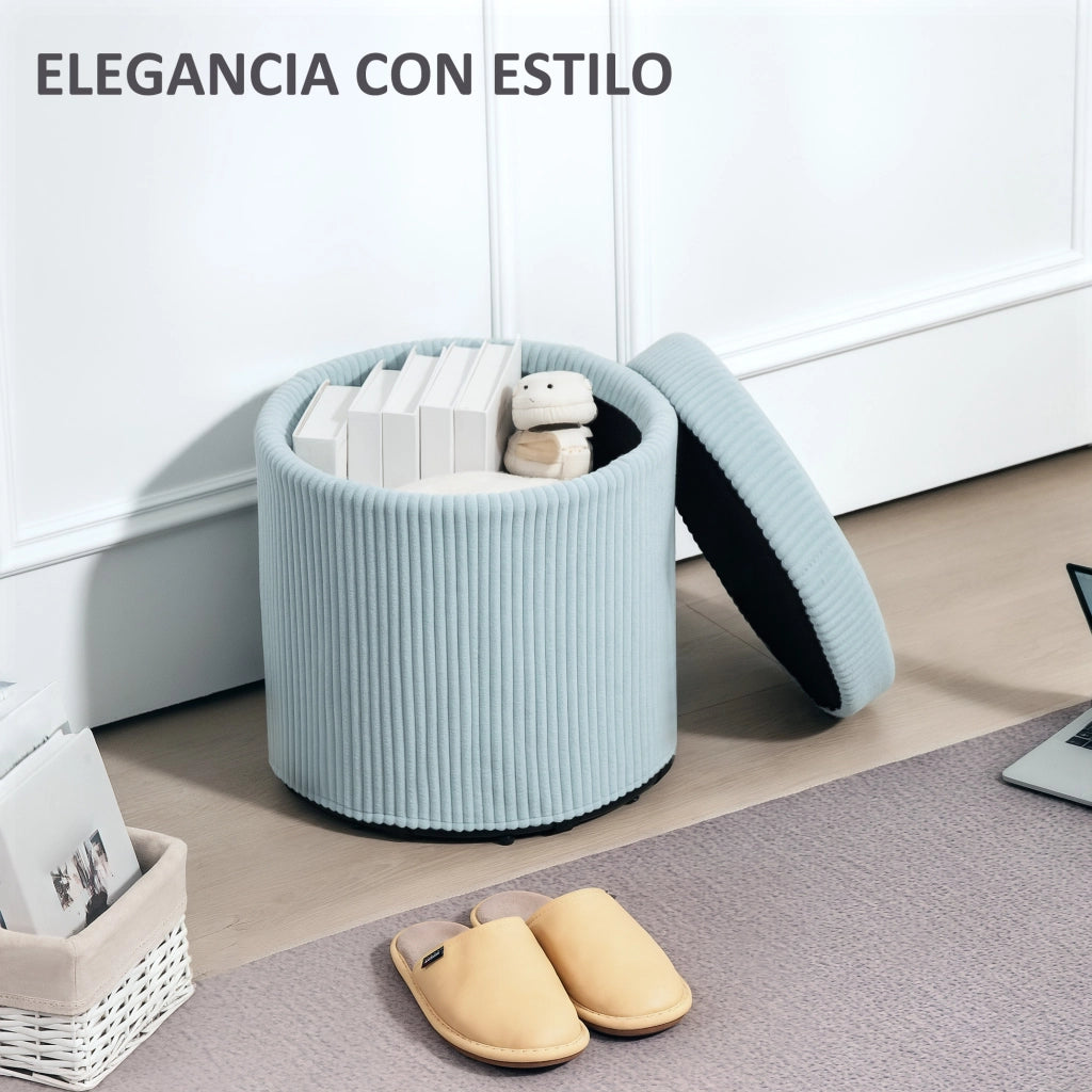 Pouf Rotondo Imbottito in Velluto con Struttura in Metallo ¨C zephmum ¨C ?40x41 cm Blu Chiaro