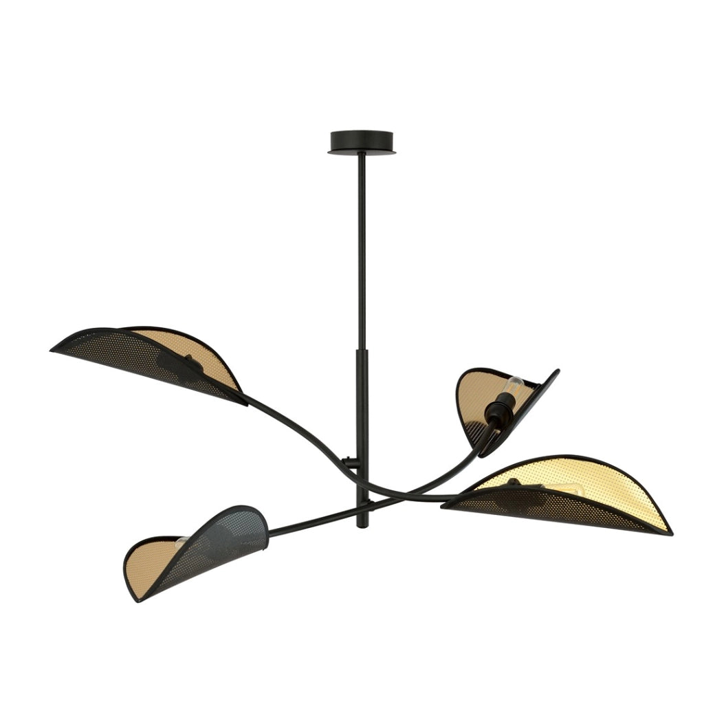 Plafoniera Emibig Lotus metallo 4xE14 nero/oro 102cm